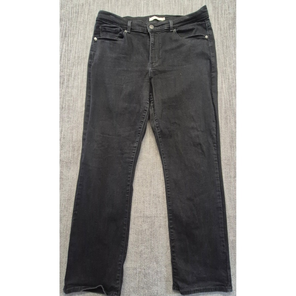 Levi'sโ women's classic straight black denim jeans sz 14 Cotton